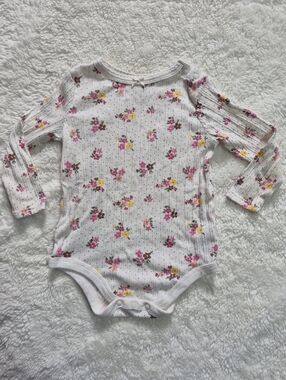 18 Month Long-Sleeve Floral  One-Piece Bodysuit